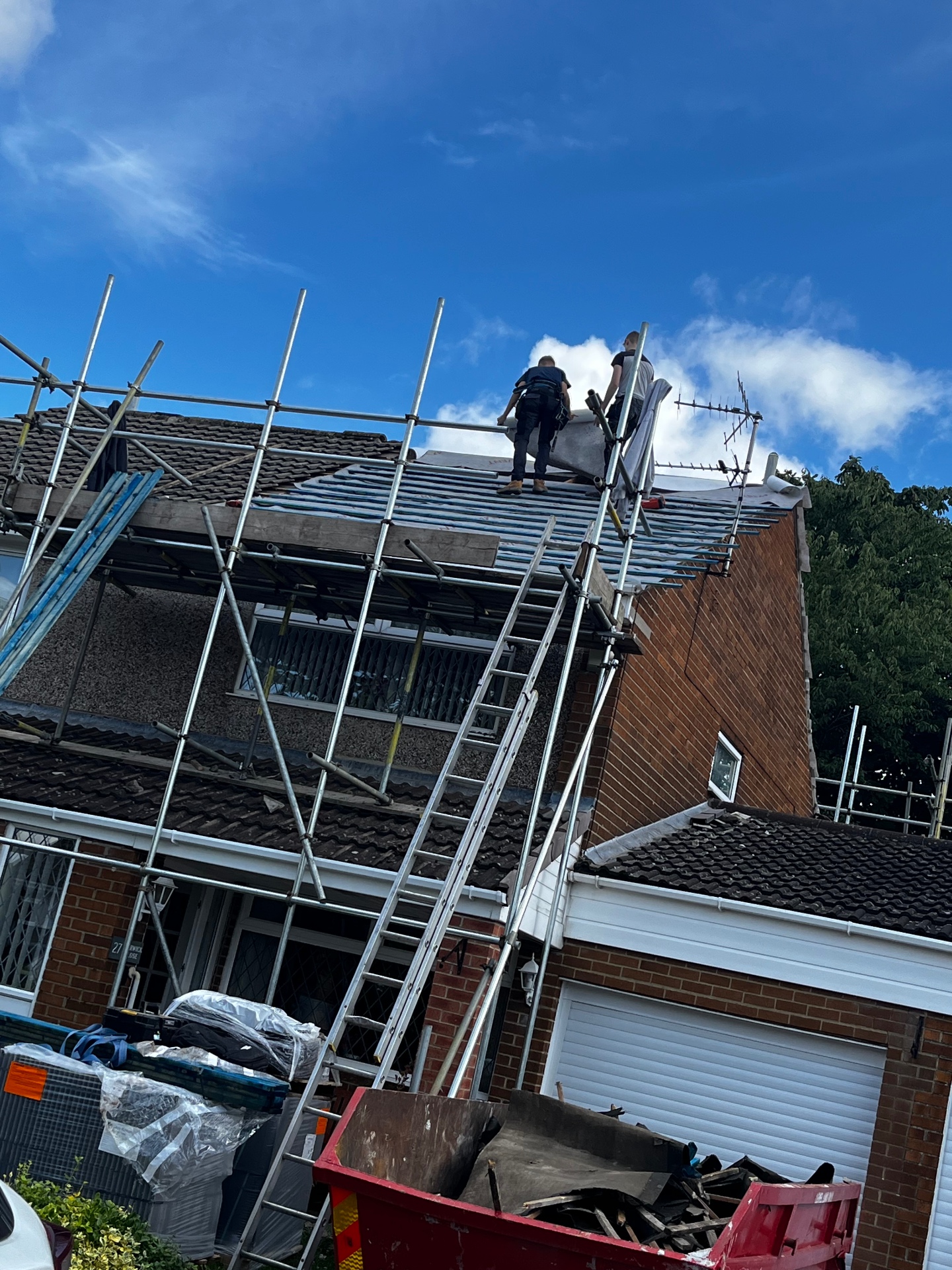 First Class Roofing team installing a new roof on a North East home